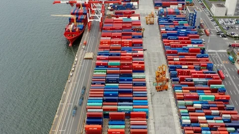 Container ship in import export and business logistic, aerial view 스톡 동영상 111438495