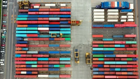 Container ship in import export and business logistic, aerial view 스톡 동영상 111438582