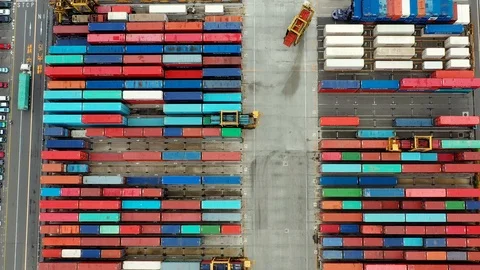 Container ship in import export and business logistic, aerial view Video stock 111438698