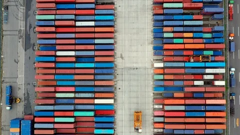Container ship in import export and business logistic, aerial view 스톡 동영상 111438884