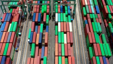 Container ship in import export and business logistic, aerial view 스톡 동영상 111439148