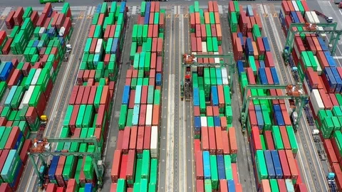 Container ship in import export and business logistic, aerial view 스톡 동영상 111439281