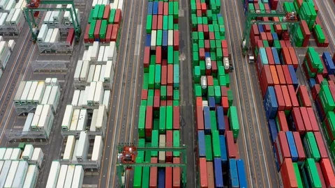 Container ship in import export and business logistic, aerial view 스톡 동영상 111439374