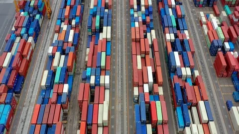 Container ship in import export and business logistic, aerial view 스톡 동영상 111439376
