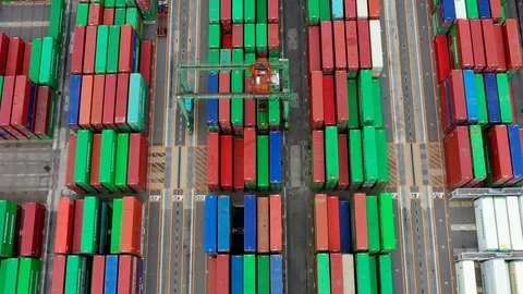 Container ship in import export and business logistic, aerial view 스톡 동영상 111439453