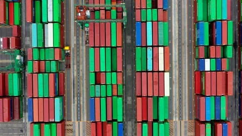Container ship in import export and business logistic, aerial view 스톡 동영상 111439556