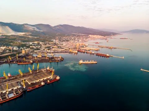 Container ship in import export and business logistics, By crane, Trade Port, Stock Photos