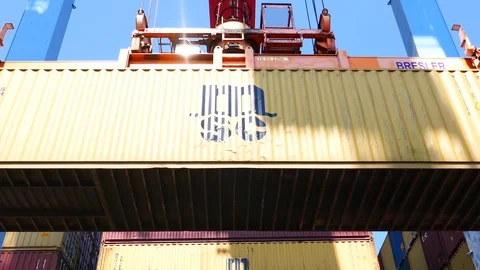 Container ship import export Yellow MSC 4k Stock Footage 94822822