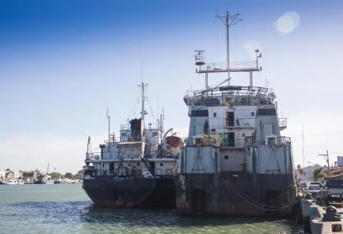 Container ship in import Stock Photos