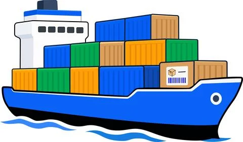 Container Ship for International Freight Shipping Stock Illustration