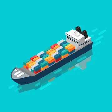 Container ship in isometric view Stock Illustration
