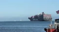 Container Ship Leaves Port HD Footage