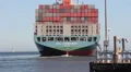 Container Ship Leaves Port HD Footage