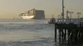 Container Ship Leaves Port 4k or 4k+ Resolution