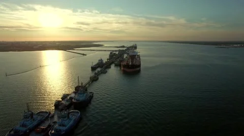 Container ship leaving the port Stock Footage 53200112