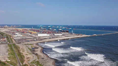 Container ship loading and unloading in ... | Stock Video | Pond5