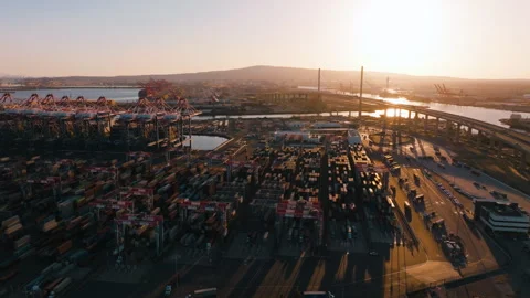 Container ship loading and unloading. | Stock Video | Pond5