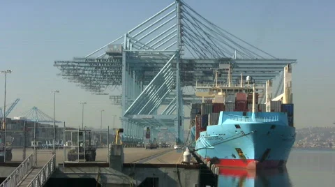 Container ship loading Stock Footage 281442