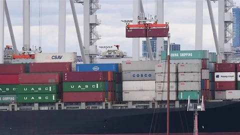 Container ship loading Stock Footage 80839820