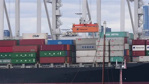 Container ship loading Stock Footage 81976814