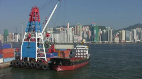 Container Ship Loading, Hong Kong Video stock 1171975