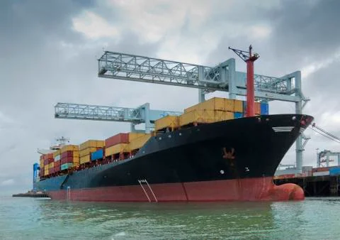 Container ship loading Stock Photos