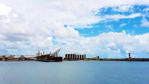 Container Ship Loading At Port Stock Photos