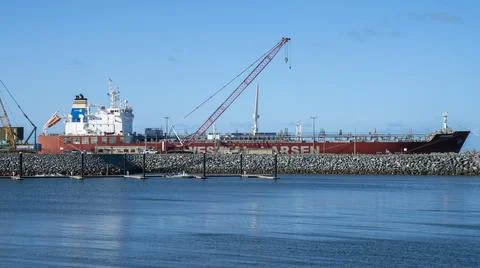 Container Ship Loading At Port 写真素材