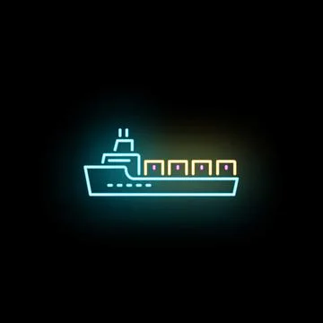 Container ship logistics neon line icon concept Stock Illustration