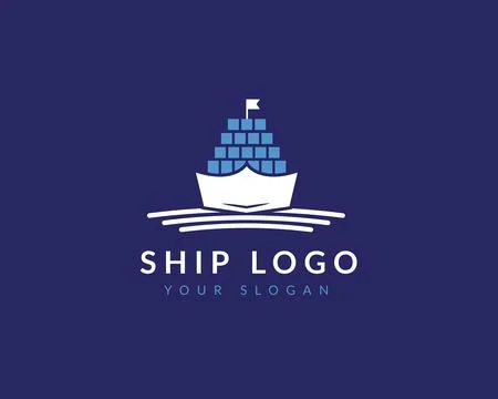 Container Ship Logo Icon	 Stock Illustration