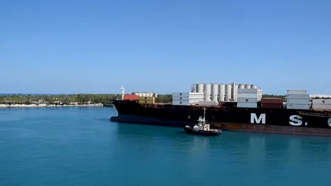 Container Ship MSC Katya R being assiste... | Stock Video | Pond5
