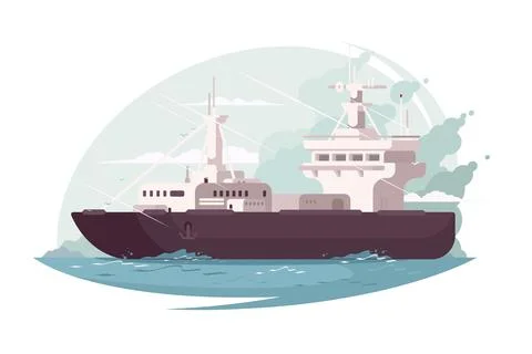 Container ship in ocean Stock Illustration