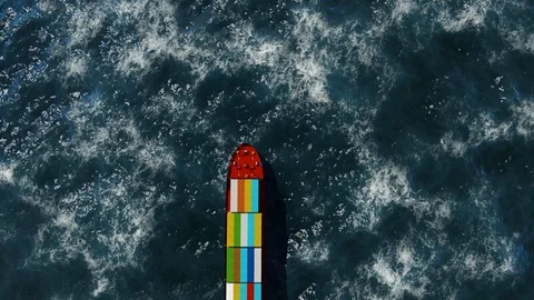 Container Ship in Ocean, Logistic, Shipping, 3D Rendering, 4k Animation Stock Footage 120410063
