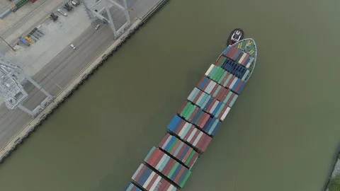 Container Ship Overhead Shot Stock Footage 129958720