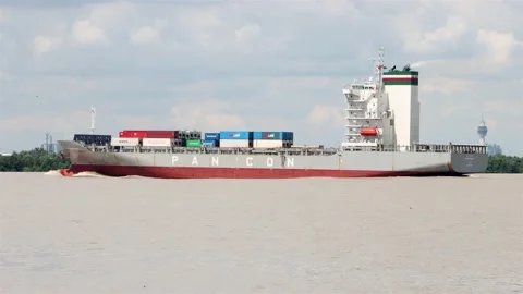 The Container Ship PANCON CHAMPION Stock Footage 220172249