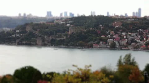 Container ship passing bosphorus Stock Footage 11859136