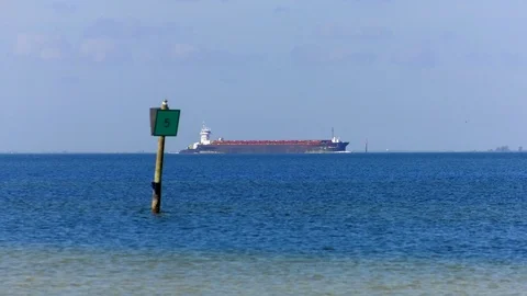 Container Ship Passing in Distance Video stock 116661817