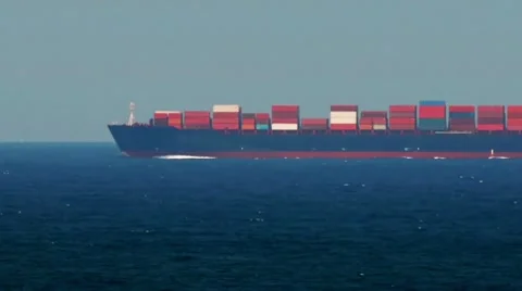 Container Ship Passing By. Speed Up Stock Footage 7901604