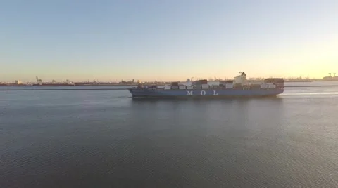 Container ship to a port (002 4K) Video stock 68418647