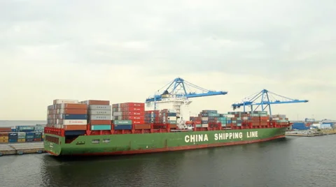 Container Ship in port Stock Footage 47781522