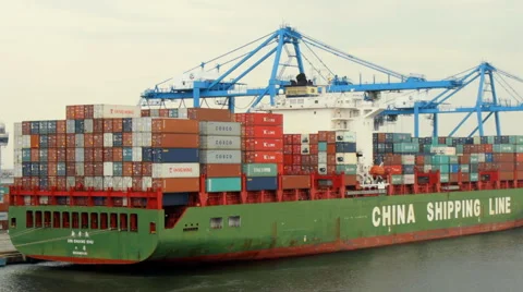 Container Ship in port Stock Footage 47781611