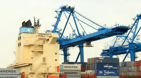 Container Ship in port Stock Footage 47781797