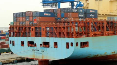 Container Ship in port Stock Footage 47781943