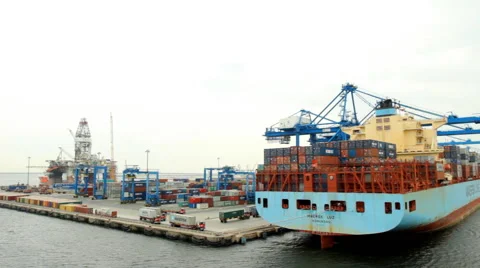 Container Ship in port Stock Footage 47897079