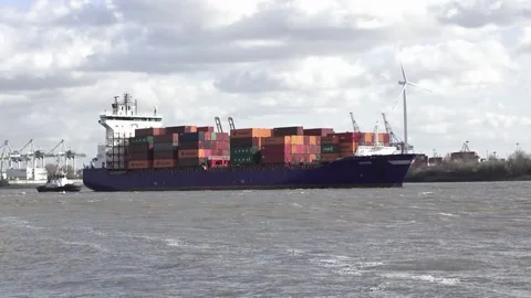 A Container Ship In Port Stock Footage 171264149