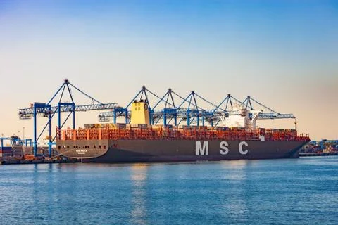 Container Ship in port Stock Photos