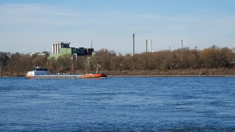 Container ship on river rhine Video stock 108464779