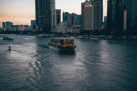 A container ship on Sai Gon river Stock Photos