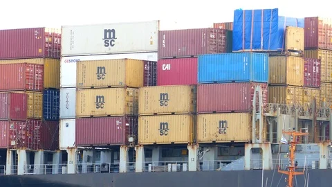 Container ship sailing 4k Stock Footage 94732073