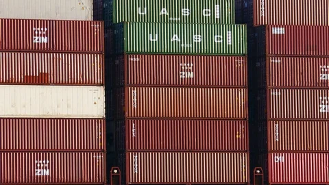 Container ship sailing  4k intro video for business Stock Footage 95008873